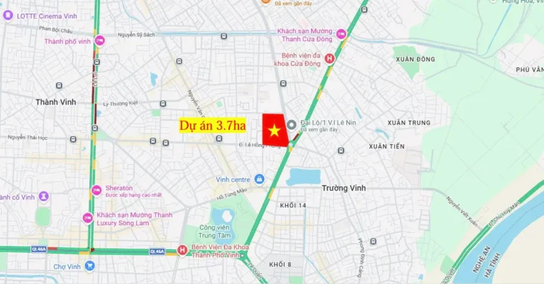 Vị trí dự án chung cư Sun Group Vinh - Sun Trường Vinh trên googlemap